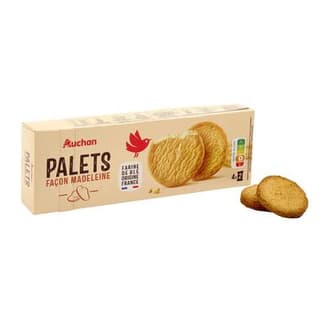 Auchan Palets biscuits recette à la madeleine sachets fraîcheur, 125g