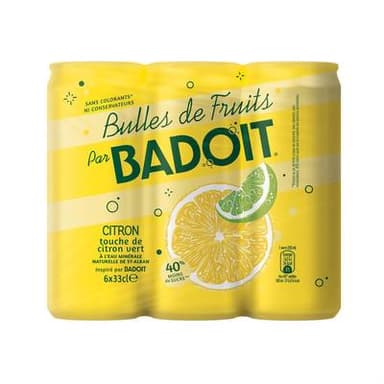 Badoit Bulles de fruits Citron-citron vert, 6x33cl