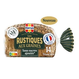 Harrys Pain de Mie Les Rustiques aux Graines Sans Sucres Ajoutés, 14 tranches - 450g