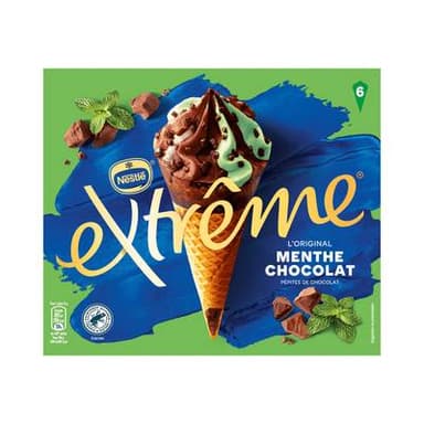 Extrême Cônes glacés menthe chocolat et pépites de chocolat, 6 cônes - 426g