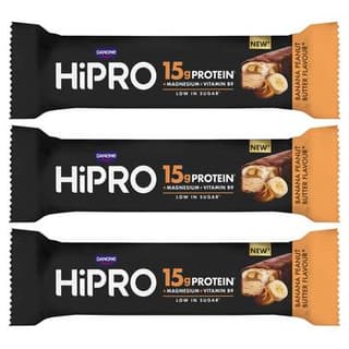 HiPRO Barre protéinée saveur banane, beurre de cacahuètes, Lot de 3x45g