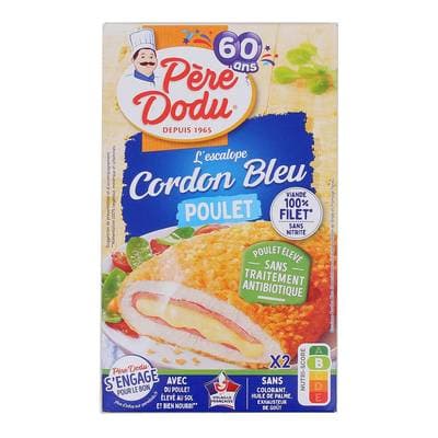 Père Dodu Escalopes Cordon Bleu Sans Traitement Antibiotique, 2x100g