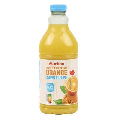 Auchan Pur Jus d'Orange Sans Pulpe, 1,5l
