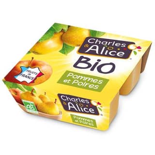 Charles et Alice Spécialité Pommes et poires Bio, 4x95g