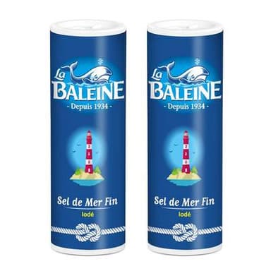 La Baleine Sel de Mer Fin Iodé, Lot de 2x250g