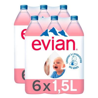 Evian Eau minérale naturelle, Lot de 2 - 6X1,5L