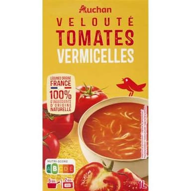 Auchan Soupe velouté de tomates et vermicelles, 1L