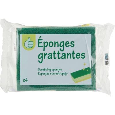 Pouce Eponges grattantes tri couche, 4 éponges