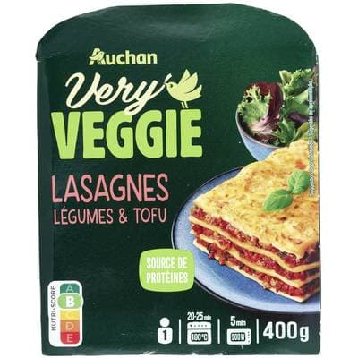 Auchan Lasagnes Végétales aux Légumes et Tofu, 400g