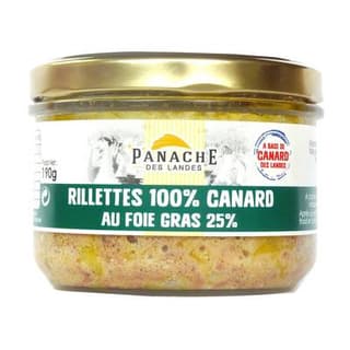 Panache Des Landes Rillettes pur canard au foie gras de canard (25%), 190g