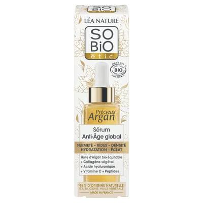 SO'BIO ETIC Soin Visage Sérum Anti-Age Global Précieux Argan, 30ml