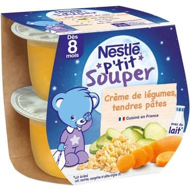 Nestlé - P'tit Souper Crème de Légumes, Tendres Pâtes Bol Bébé Dès 8 mois, 2x200g
