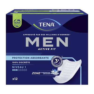 Tena Men Protections Fuites Urinaires Homme Niveau 1, 12 protections