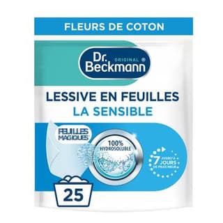 Dr Beckmann Lessive en feuille Peaux sensibles, 25 feuilles