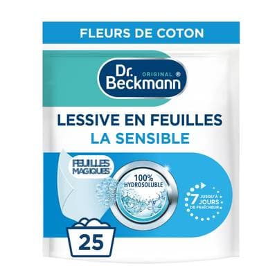 Dr Beckmann Lessive en feuille Peaux sensibles, 25 feuilles