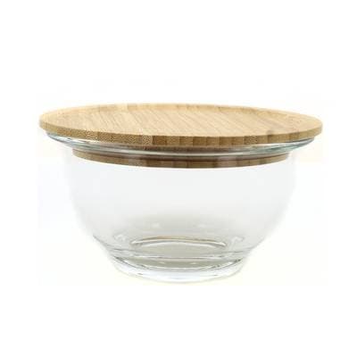Point virgule Bol en verre avec couvercle en bambou, 500ml