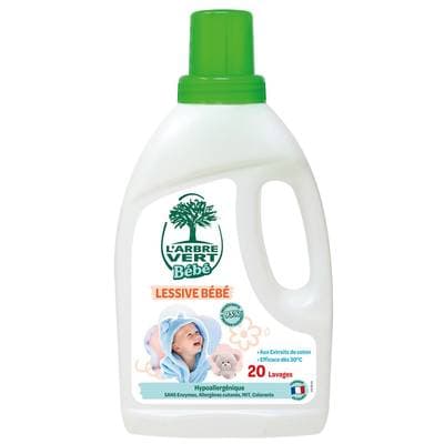 L'arbre Vert Lessive Liquide Bébé Hypoallergénique Extrait de Coton, 1,2L