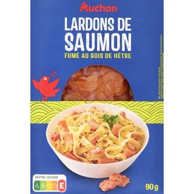 Auchan Lardons de Saumon Fumé au Bois de Hêtre, 90g