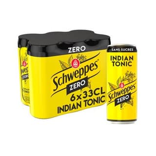 Schweppes Boisson gazeuse Indian tonic sans sucre, 6x33cl
