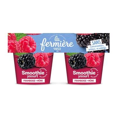 La Fermière Yaourt smoothie framboise mûre, 2x140g