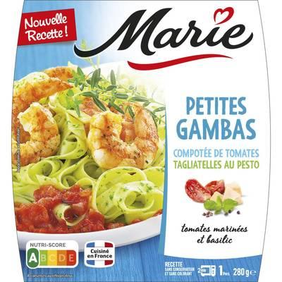 Marie - Petites Gambas Compotée de Tomates, Tagliatelle au Pesto