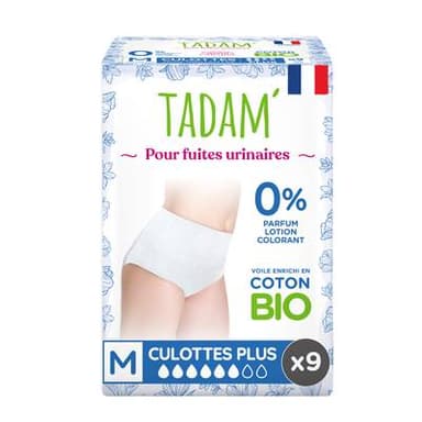 Tadam Culotte pour fuite urinaire Taille M, 9 culottes