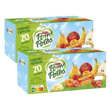 Pom Potes Compote gourdes Multivariété, Lot de 2x20 gourdes