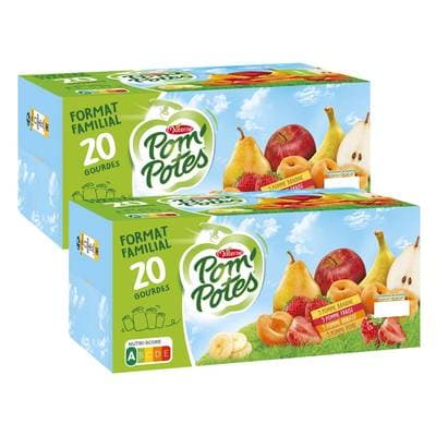 Pom Potes Compote gourdes Multivariété, Lot de 2x20 gourdes