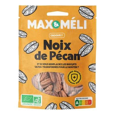 Max et Méli Noix de pécan bio, sans sel ajouté, 125g