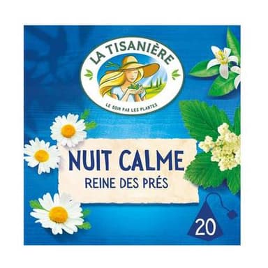 La Tisanière Infusion nuit calme reine des près, camomille, tilleul, oranger, 20 sachets