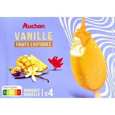 Auchan Bâtonnets vanille fruits exotiques, 4 bâtonnets - 294g