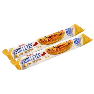 Auchan Pâte Feuilletée Pur Beurre Sans Additif, Lot de 2x230g