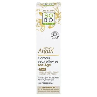 SO'BIO ETIC Contour des yeux et des lèvres anti-âge à l'argan, 15ml