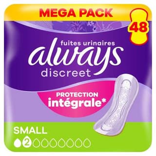 Always Serviettes pour Fuites Urinaires Protection Intégrale Small Discreet, 48 serviettes