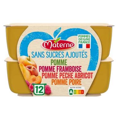 Materne Compote Multivariété sans sucres ajoutés, 12x100g