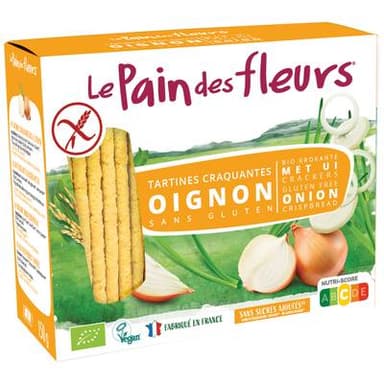 Le pain des fleurs Tartines Craquantes Apéritif  Bio à l'Oignon, 150g