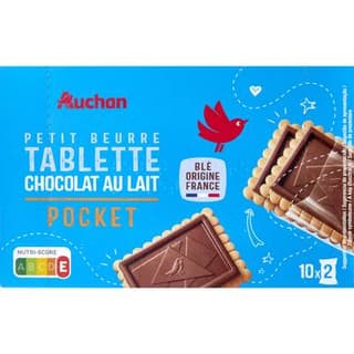 Auchan Pocket Biscuits petit beurre avec tablette chocolat au lait, 250g