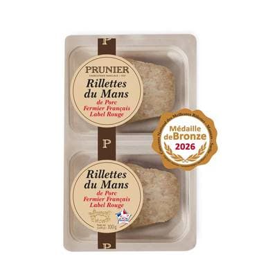 Prunier Rillettes du Mans de porc fermier label rouge, 2x50g