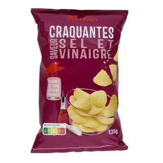 Auchan Chips ondulées saveur sel et vinaigre, 135g