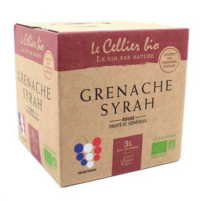 Grenache - Syrah rouge Le Cellier Bio 12.5°, Bag in box 3L