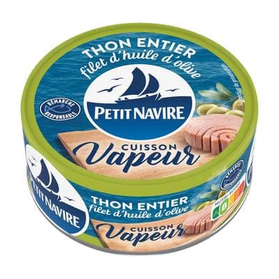 Petit Navire Thon vapeur et filet d'huile d'olive vierge extra, 130g