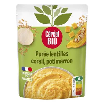 Céréal Bio Purée de Lentilles Corail et Potimarron Vegan Bio, 250g