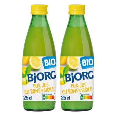 Bjorg Pur Jus de Citron de Sicile Bio, Lot de 2x25cl