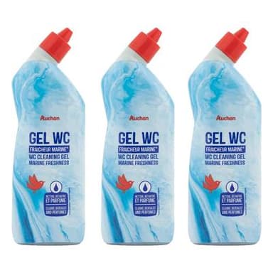 Auchan Gel WC nettoyant fraicheur marine, Lot de 3x750ml