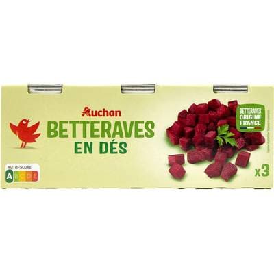 Auchan Betteraves en dés, 3x130g