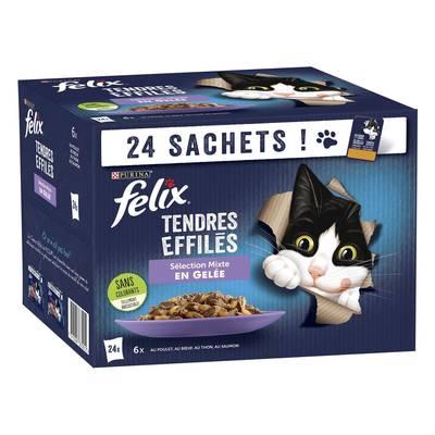 Purina - Félix - Sachets en Gelée Tendres Effilés Sélection Mixte 4 variétés pour chat