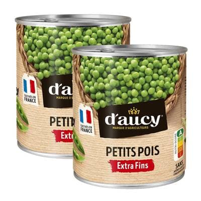 D'aucy Petits pois extra fins, Lot de 2x560g