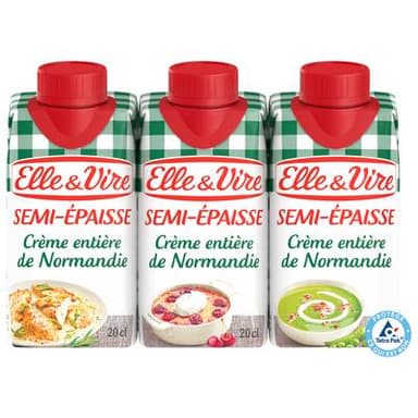 Elle&Vire Crème 30% Mg Semi- Epaisse UHT, 3x20cl