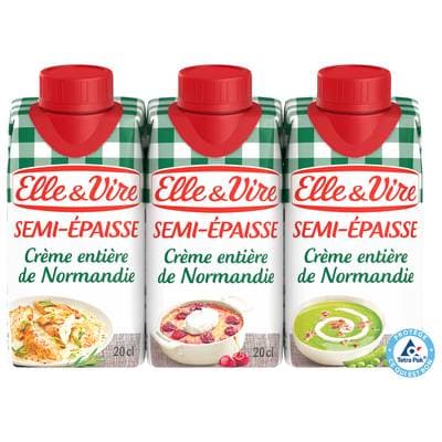 Elle&Vire Crème 30% Mg Semi- Epaisse UHT, 3x20cl