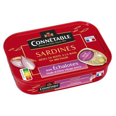Connetable Sardines à l'Huile d'Olive Vierge Extra et échalotes de Bretagne, 135g